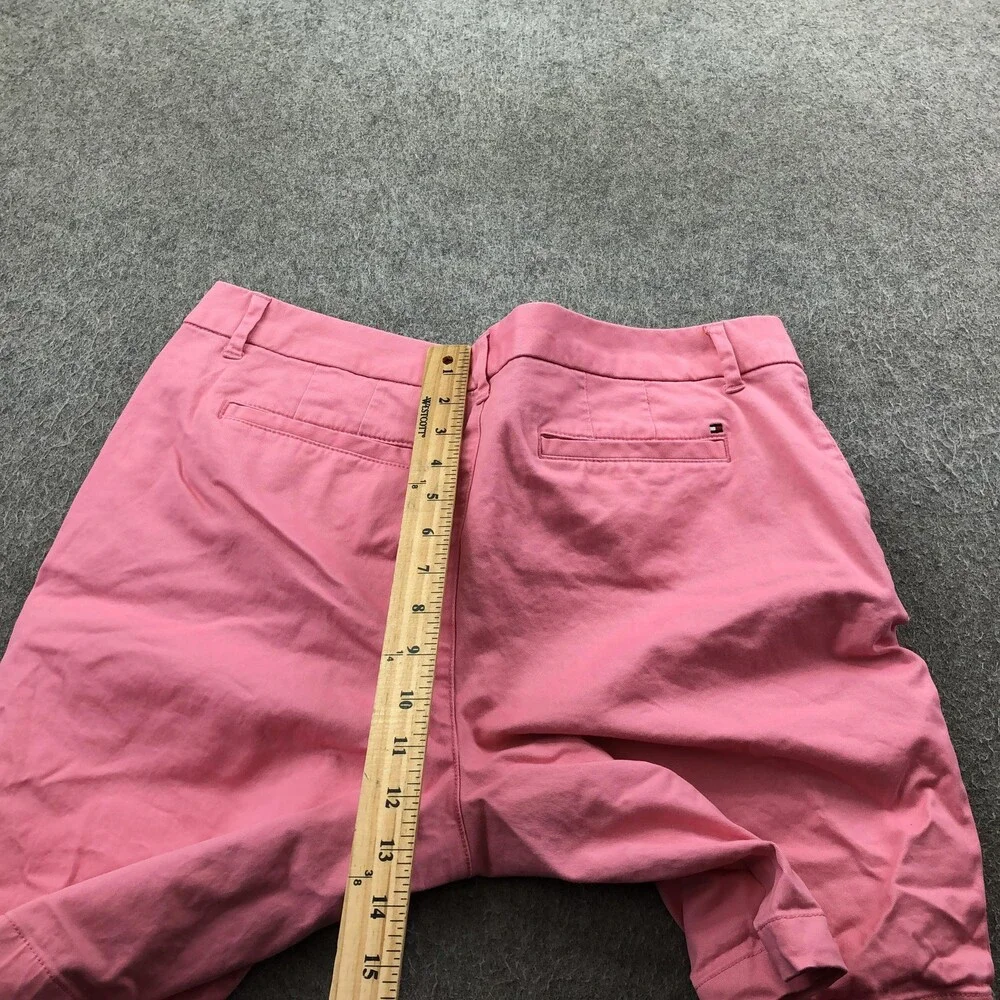 Tommy Hilfiger Shorts Womens 12 Pink Chino Twill Flat Front 9 Inseam Casual